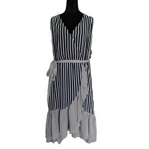 Lane Bryant Faux Wrap Tie Belt Midi Dress size 22 NWT